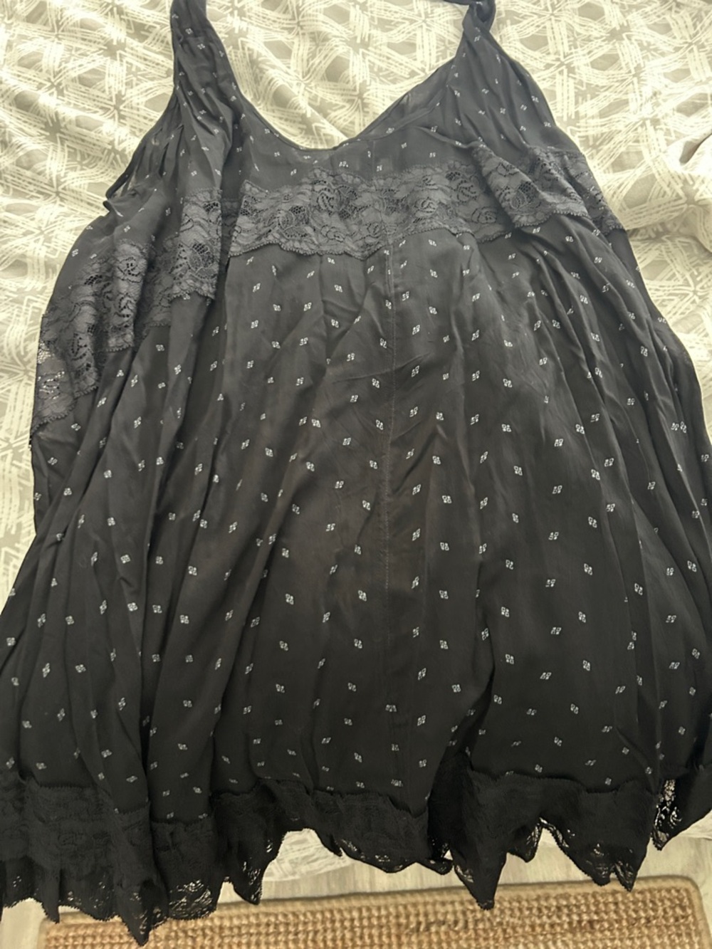 Free People Black Lace-Trim Slip Chemise - Picture 3 of 5